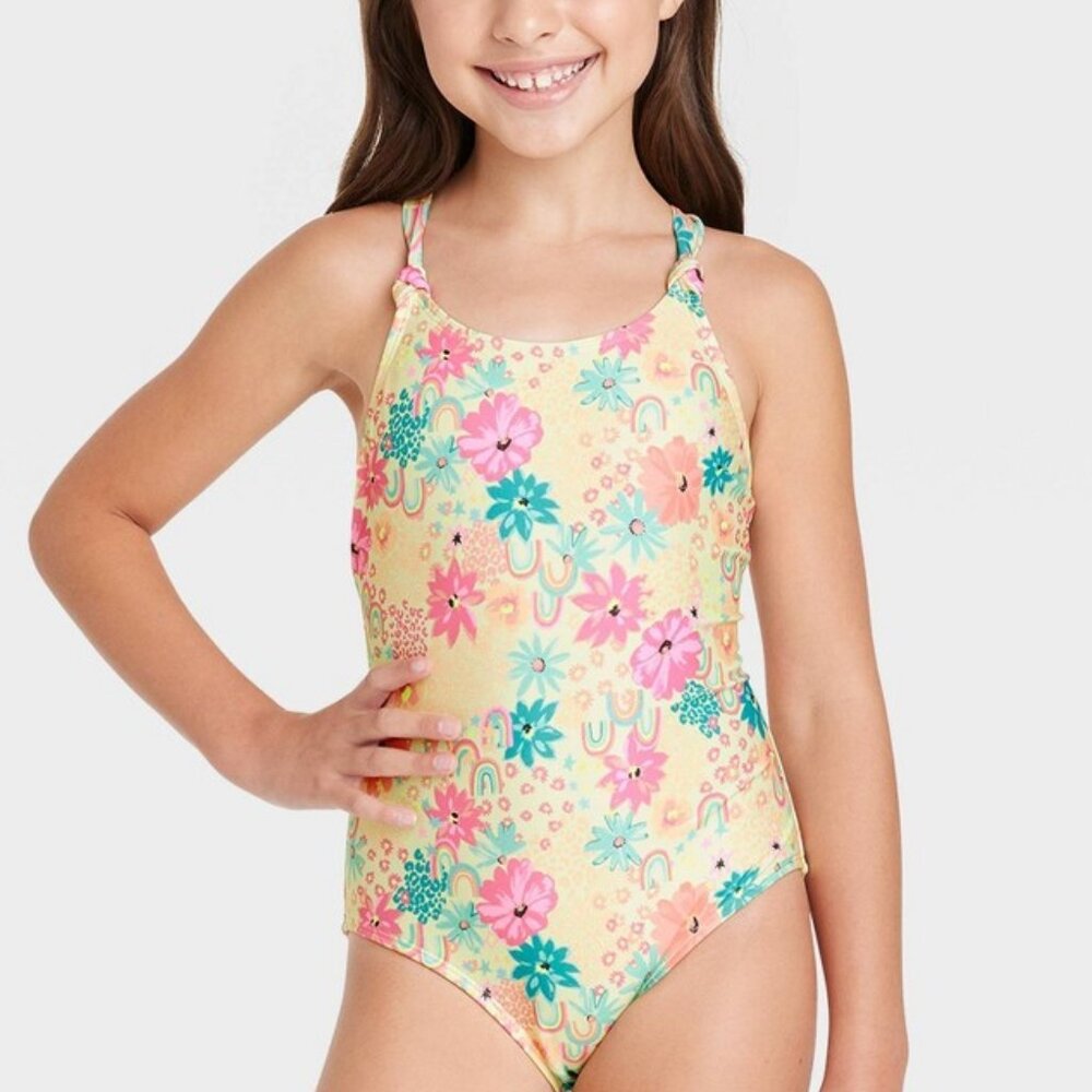 Cat & Jack Girls Happy Days One Piece Swimsuit